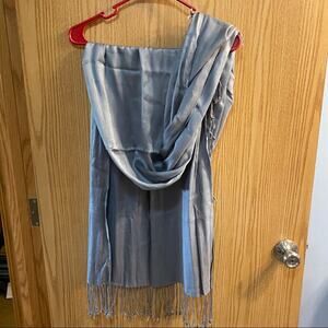 Charming Charlie Gray Blanket Scarf w/ Fringe